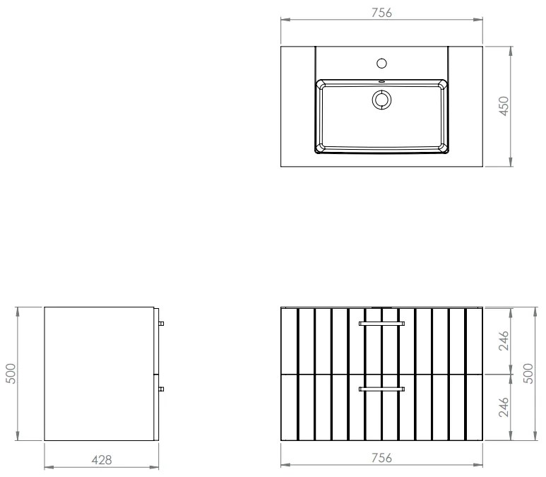 SaniGoods Rangi badkamermeubel 80cm met 2 lades wit
