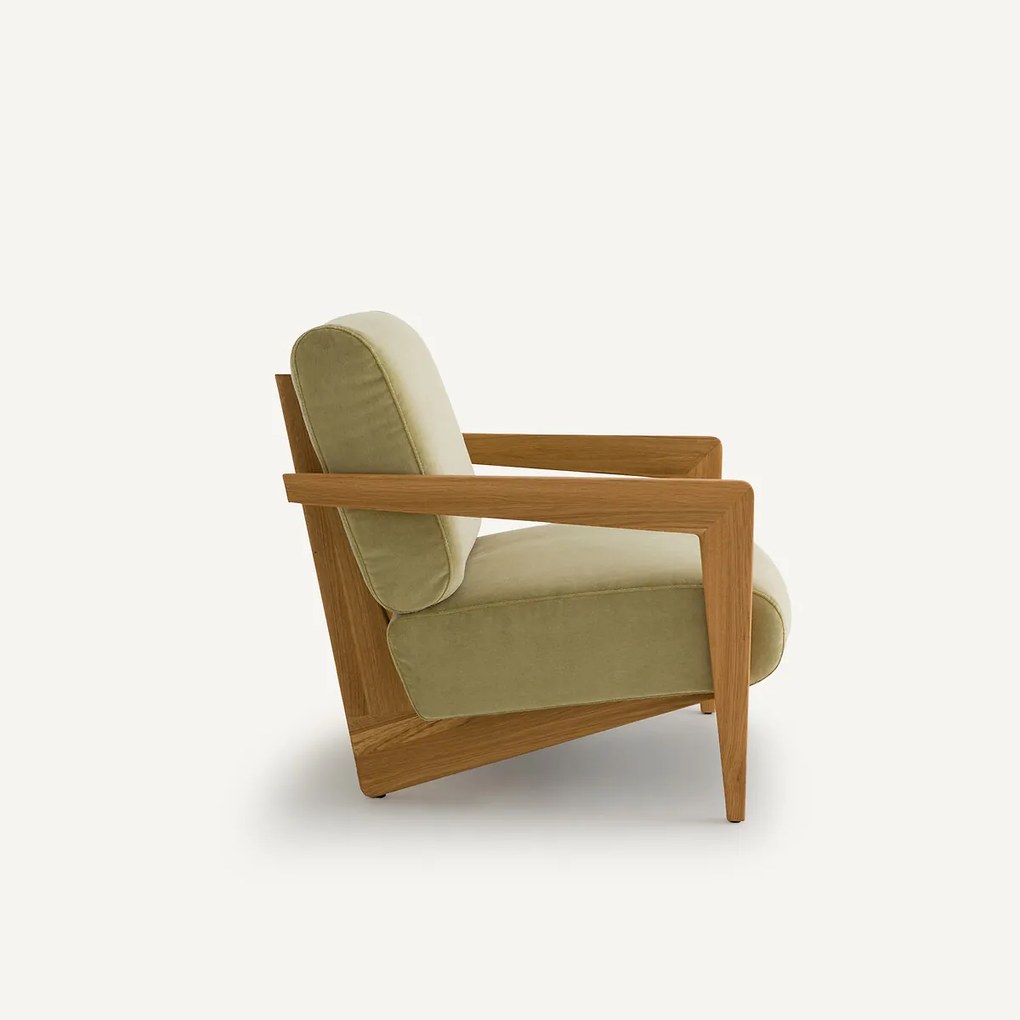 Fauteuil in massief eik en fluweel, Izag