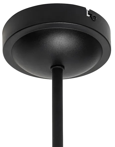 Klassieke plafondlamp zwart met lampenkap goud 3-lichts - Nona