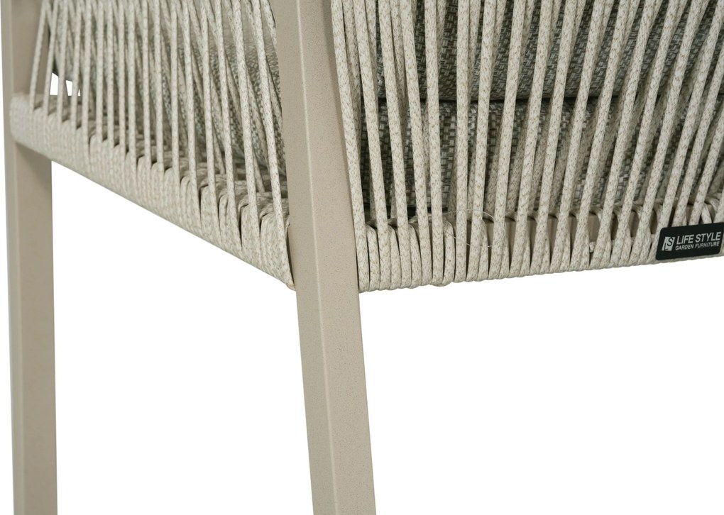 Tuinset Ronde Tuintafel 6 personen 150 cm Rope Taupe Lifestyle Garden Furniture Biagio/Xento