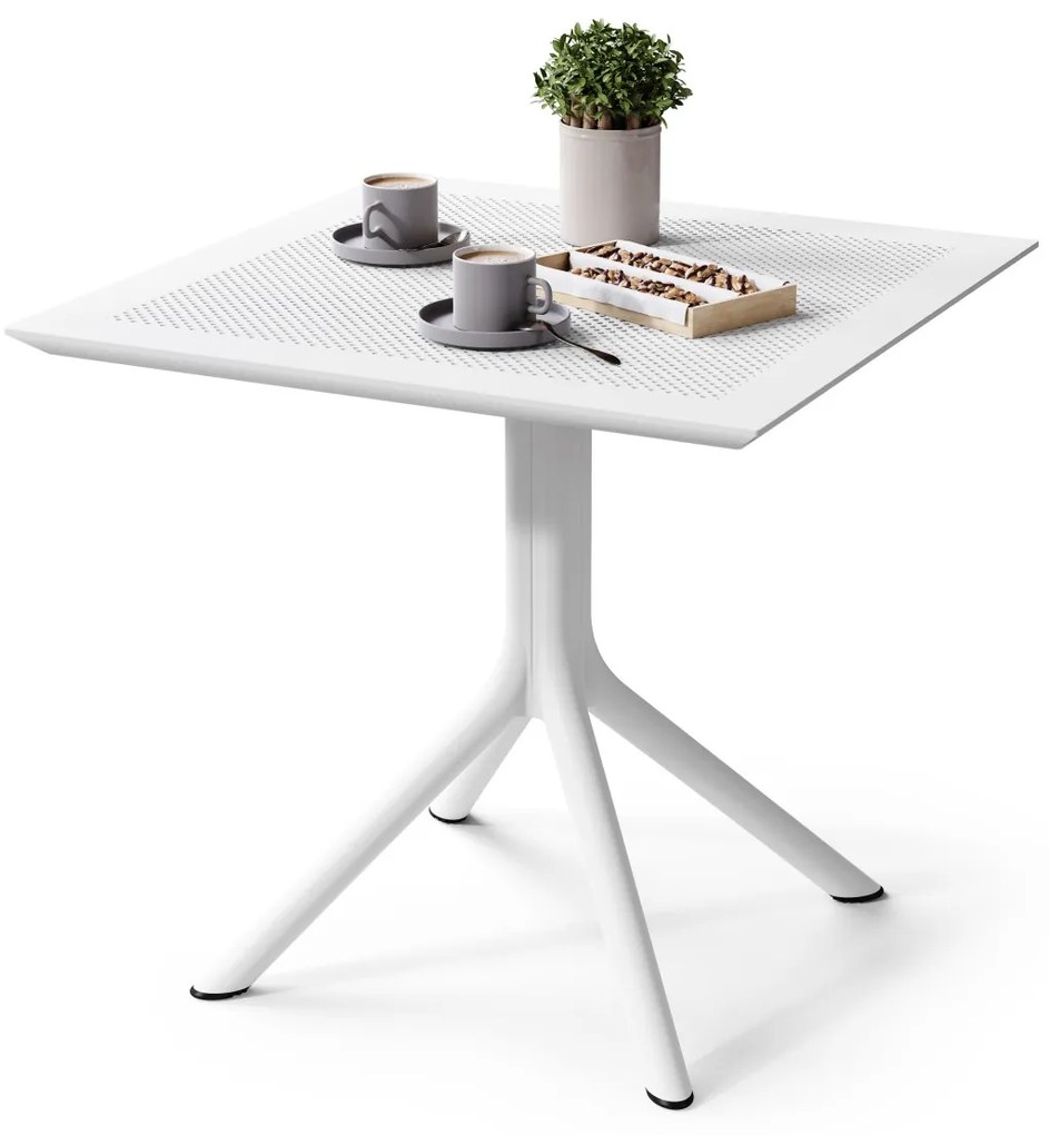 FLAVIO 80x80 Wit - MODERNE VIERKANTEN TUINTAFEL (voor keuken, café, tuin)