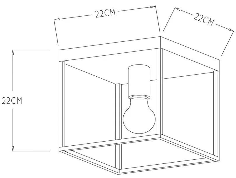 Lucide Ruben plafondlamp 22x22cm E27 zwart mat