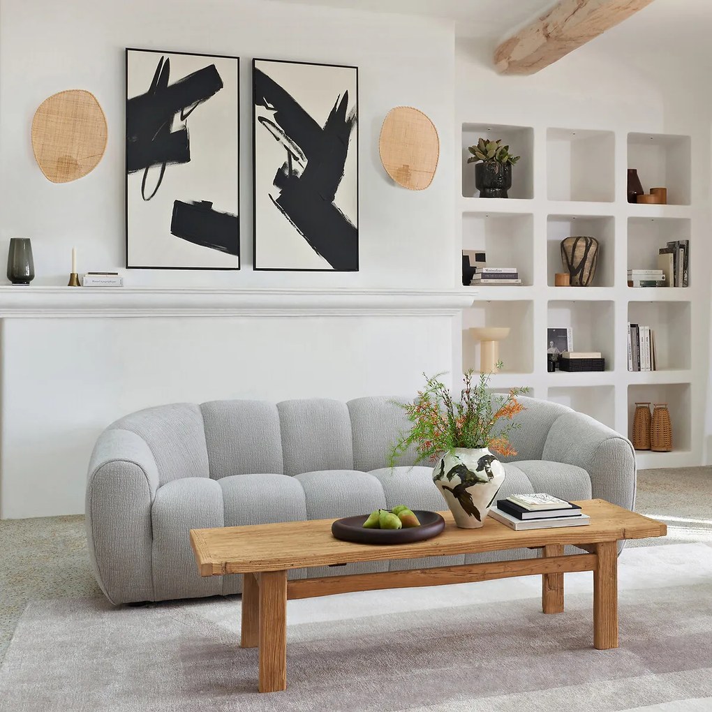 Salontafel in gerecycleerd massief iepenhout, Sumiko