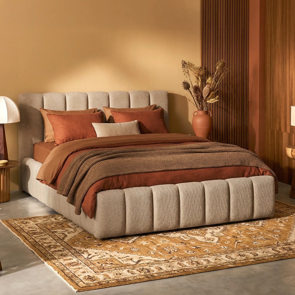 Teddy Boucle Bedframe Met Strepen 180 X 200 Cm