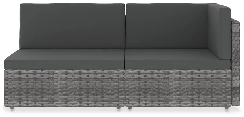 vidaXL Tweezitsbank sectioneel poly rattan grijs