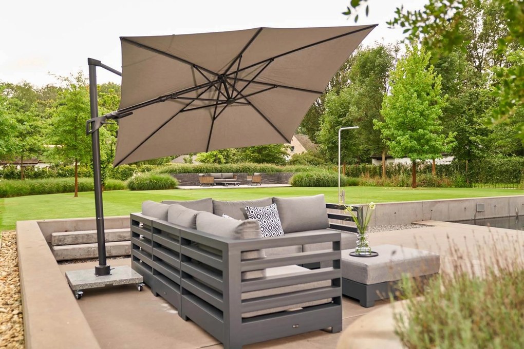 Santika Furniture Santika Belize Deluxe Parasol X Antraciet Frame/ Mid Grey (excl.voet) Aluminium Grijs