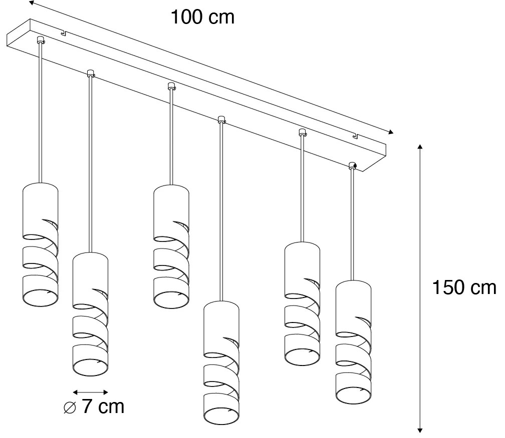 Eettafel / Eetkamer Moderne hanglamp zwart 6-lichts - Stream Modern GU10 Binnenverlichting Lamp