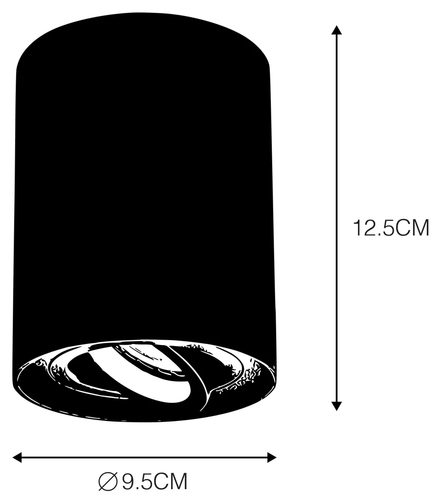 Led opbouwspot kantelbaar dimbaar 230 volt 5 watt 750 lumen zwart 3000k