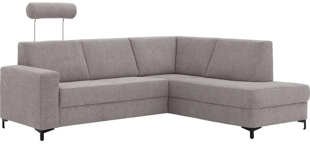 Goossens Basic Hoekbank Helsinki Incl. Hoofdsteun bruin, stof, 2-zits, modern design met ligelement rechts