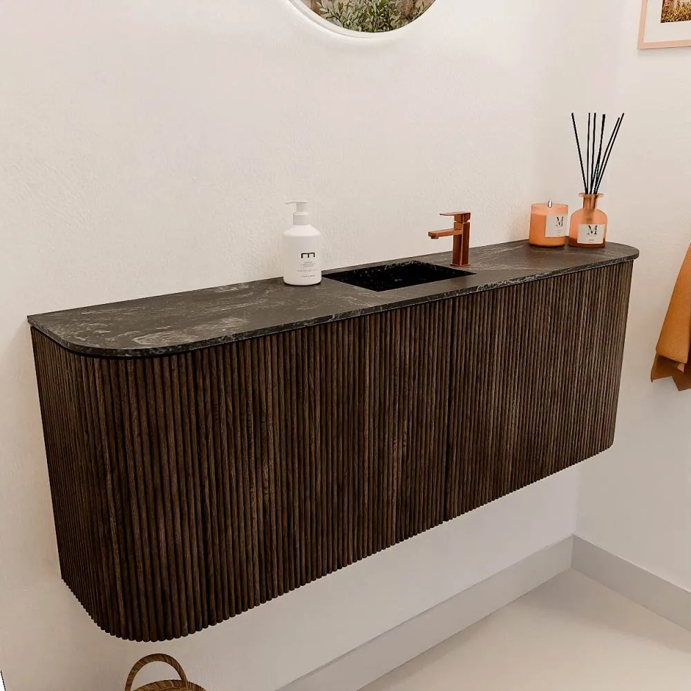 Mondiaz Joya DLux 115cm toiletmeubel ronding links/rechts walnut met wastafel faye midden 1 kraangat lava