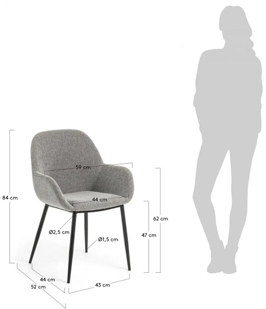 Kave Home Konna Armstoel Grijs