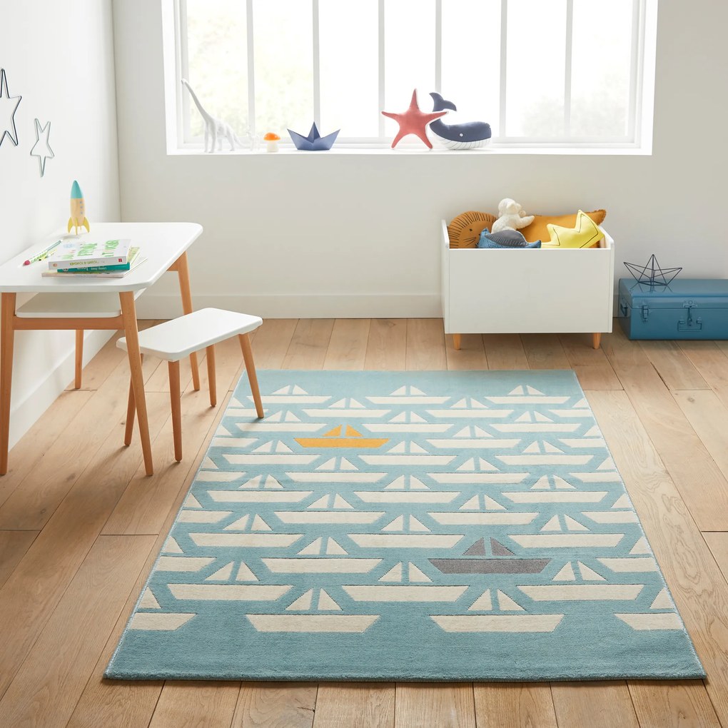 Vloerkleed voor kinderen, boot motieven, Galet