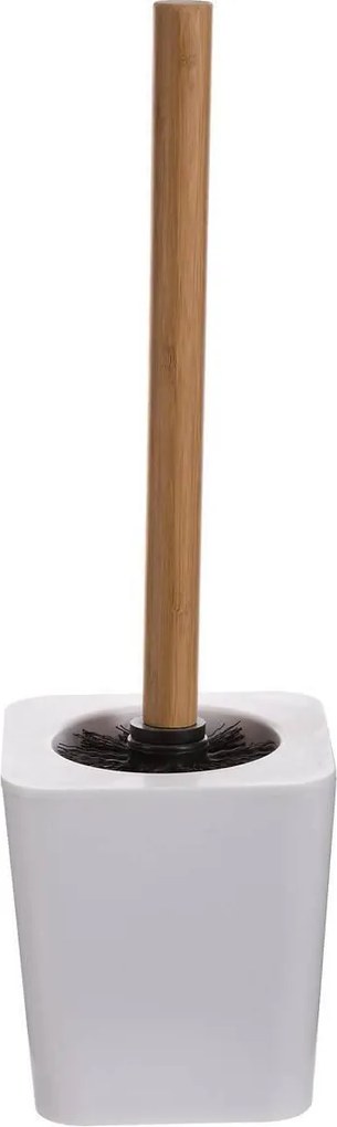 5Five Toiletborstel Natureo - 38 cm - Wit/Bamboe - Vierkant