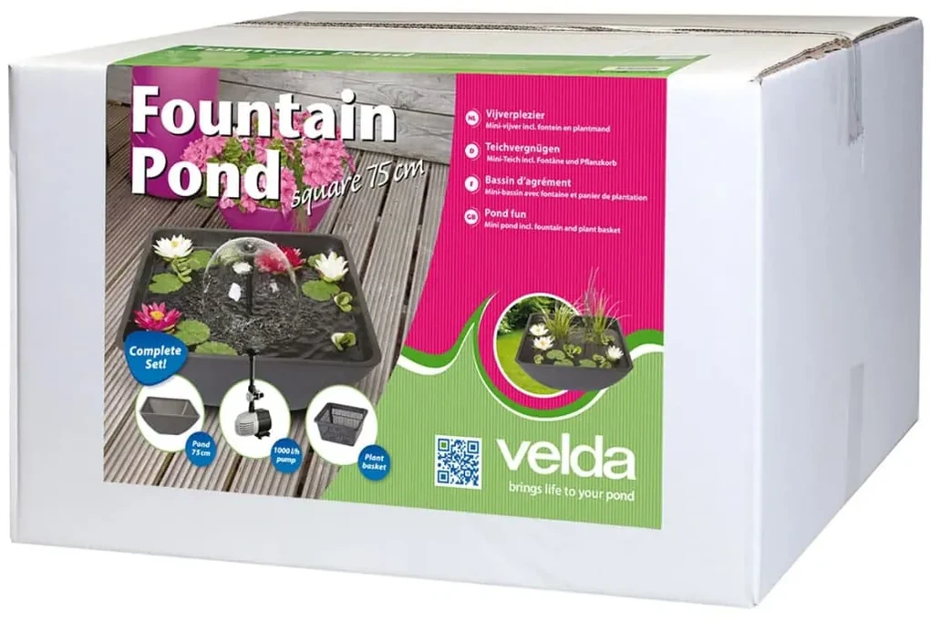 Velda Fonteinvijver vierkant 75x75x35 cm 123516