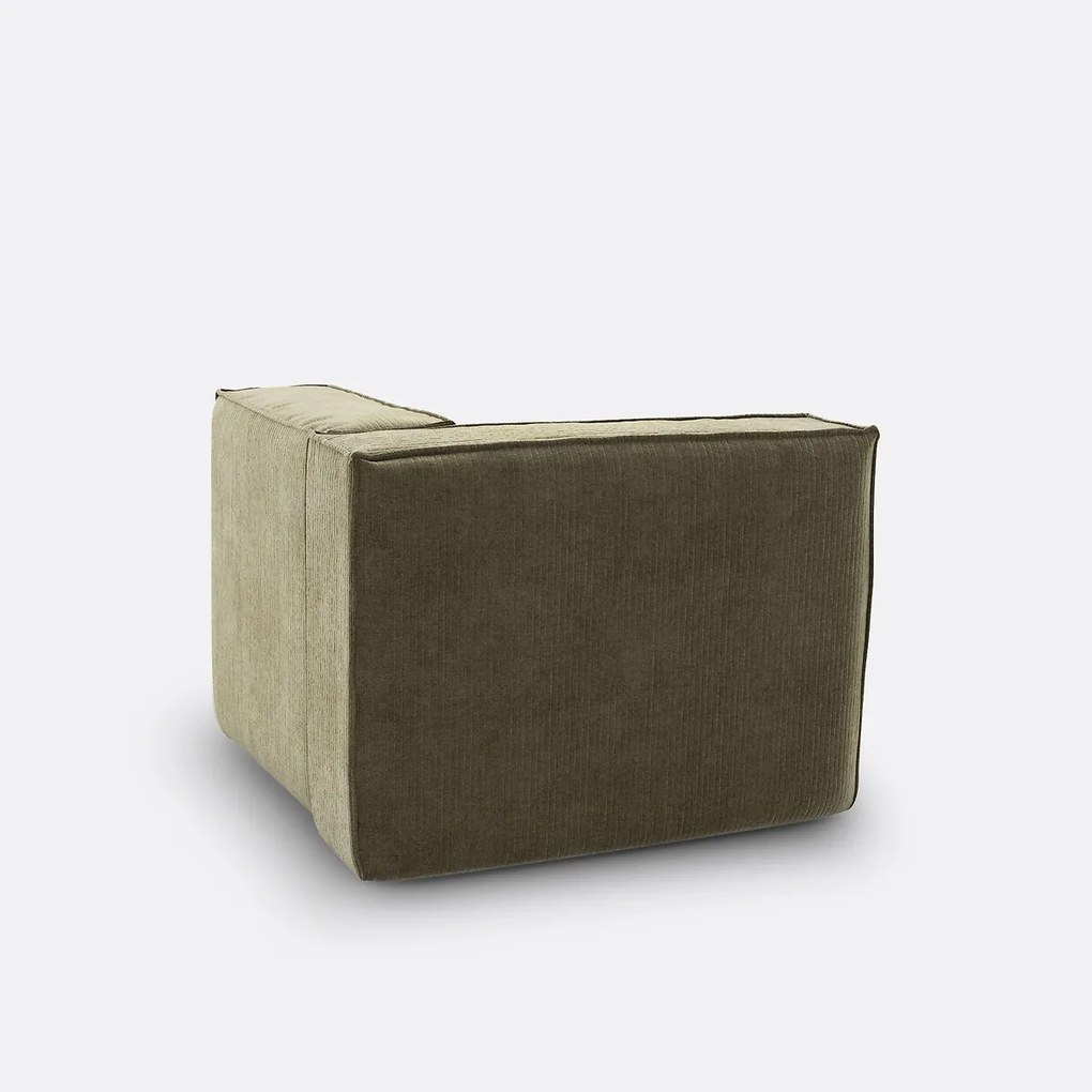 Hoekelement voor modulaire bank, in vintage ribfluweel, Seven