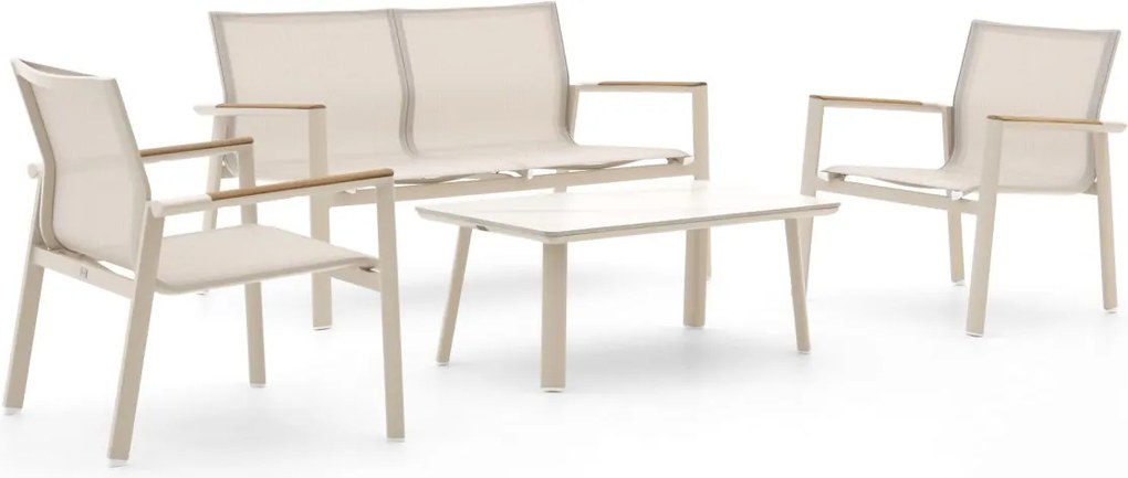 Stoel-bank loungeset Forza  | 4 personen | Loungeset Wit | Aluminium | Kees Smit Tuinmeubelen