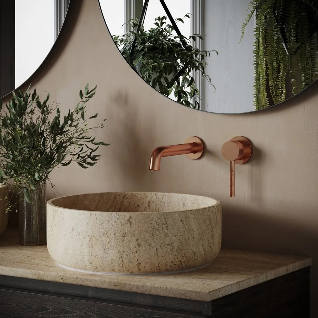 Saniclear Copper Curved inbouw wastafelkraan geborsteld koper