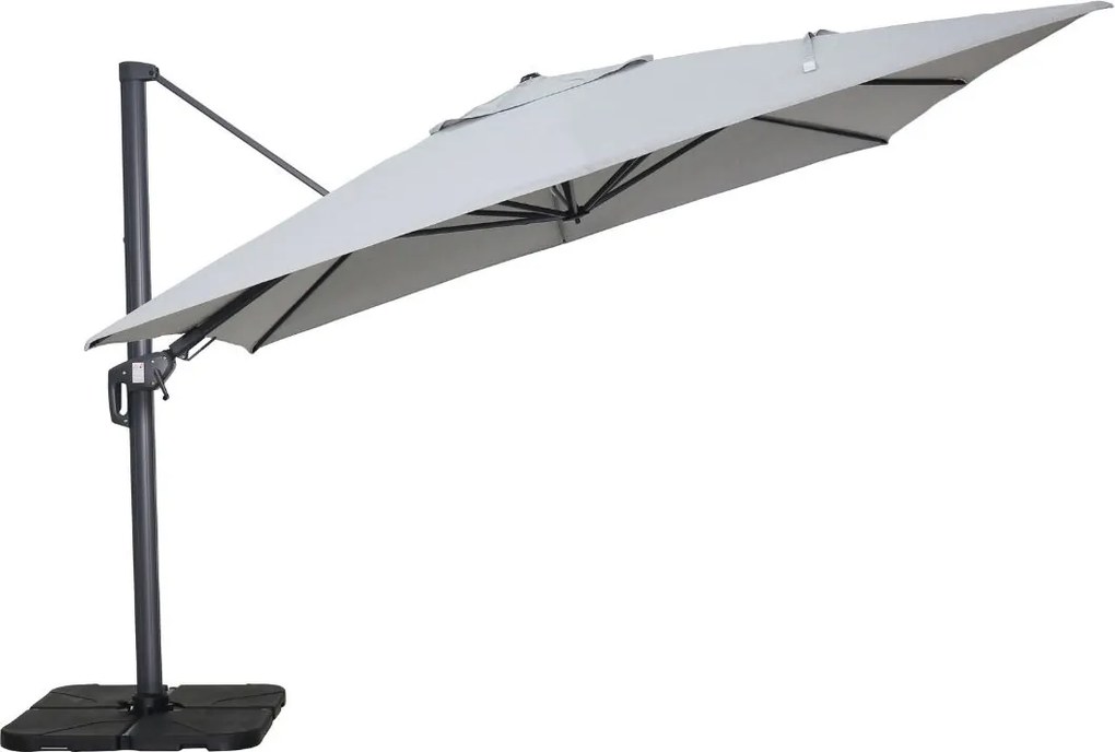 Garden Impressions Hawaii Big Pole zweefparasol 350x350 cm - donker grijs frame - licht grijs doek
