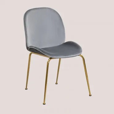 Set van 4 fluwelen stoelen Pary Grijs – koel & Goud - Sklum
