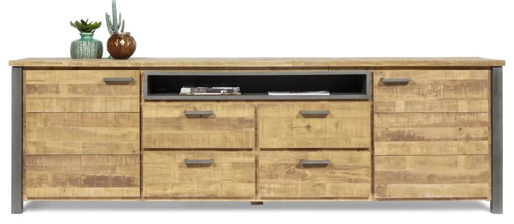 TV dressoir (hoog - 240cm) Steelwood - Seasoned Brown