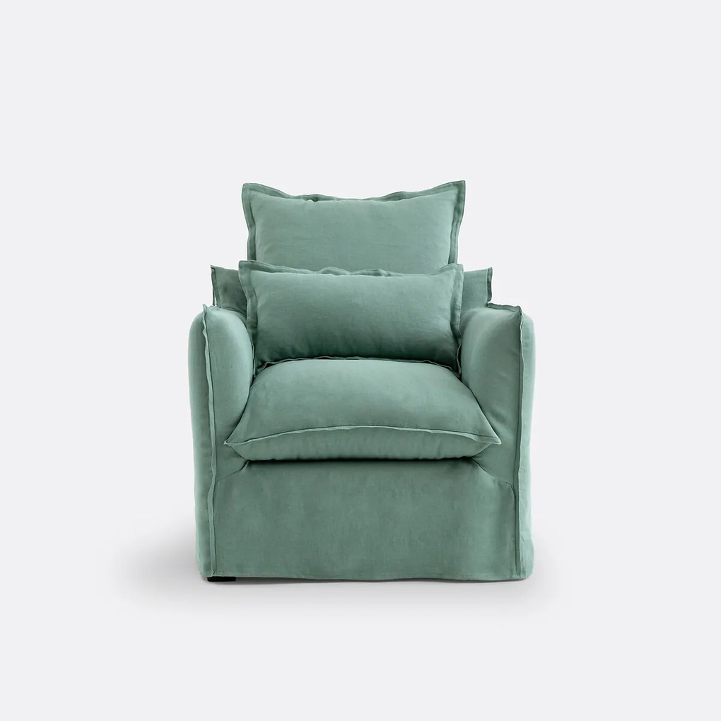 Fauteuil, afneembare hoezen, in gekreukt linnen, Odna