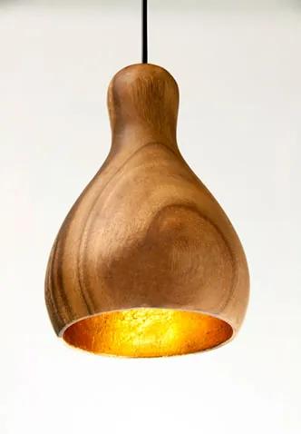 Lampenkap Acaciahout Cone | 21 x 15 cm | Naturel/goudblad