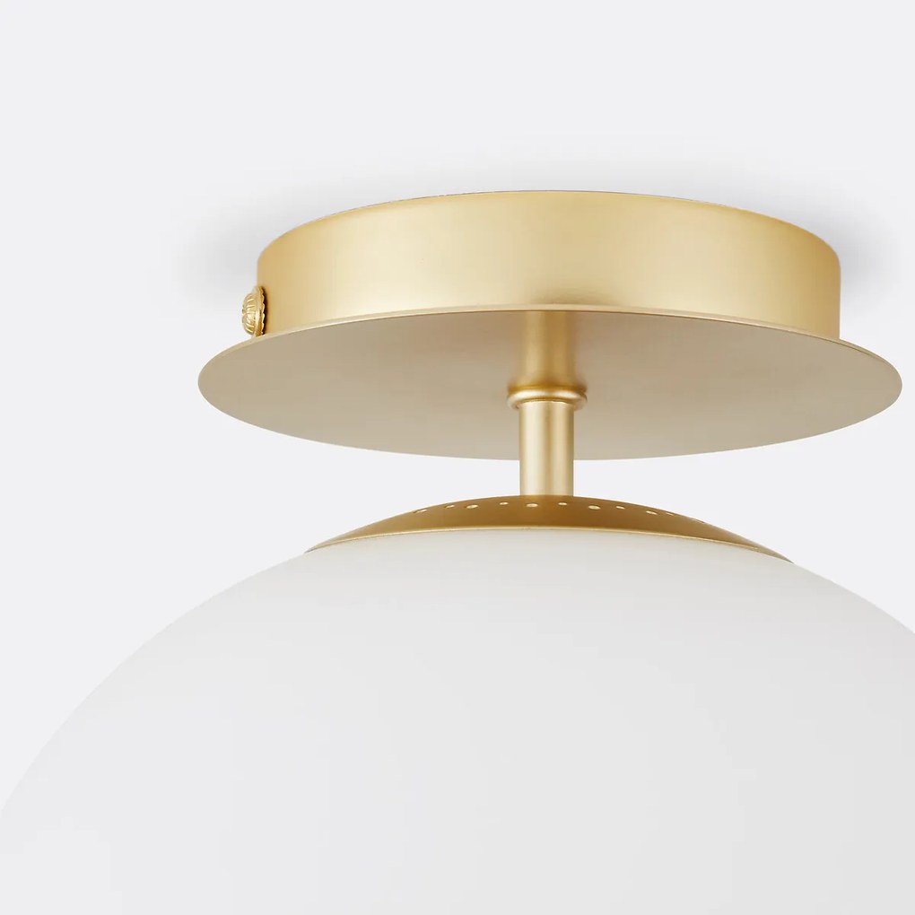 Plafondlamp of wandlamp, messing en opaline glas, MORICIO