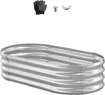 VEVOR Verhoogd Tuinbed, Metaal, 1200x600x290 mm, Plantbed, Groentebed, Plantenbak met Open Bodem & Afgeronde Randen, Bloembed, Kruidenbed, Ideaal voor Groenten, Bloemen, Kruiden & Vetplanten, Ovaal