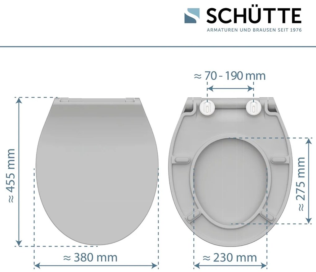 Schutte Presley dunne toiletzitting met softclose en quick release grijs