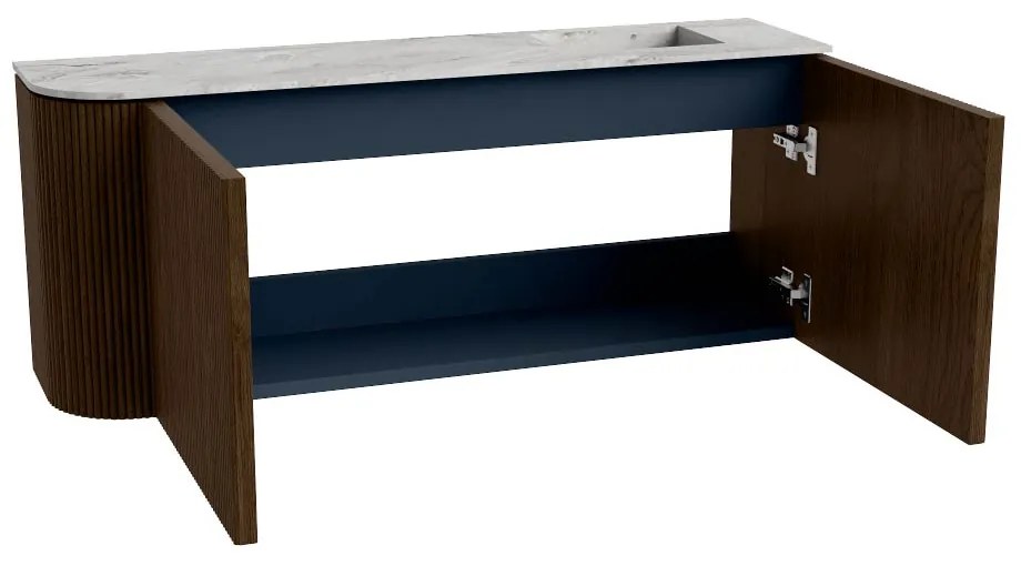 Mondiaz Joya DLux 100cm toiletmeubel ronding links walnut met wastafel faye rechts 1 kraangat glace