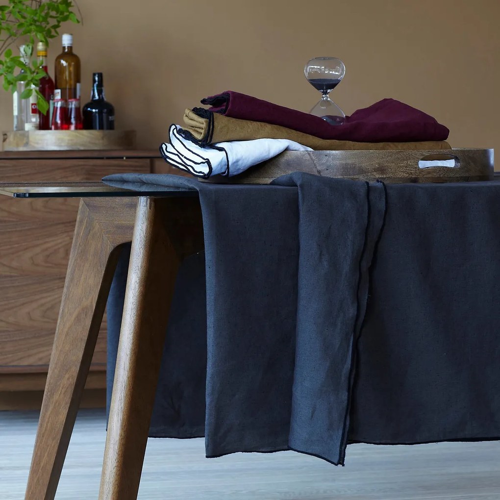 Rechthoekige tafel van glas en massief notenhout, Kristal