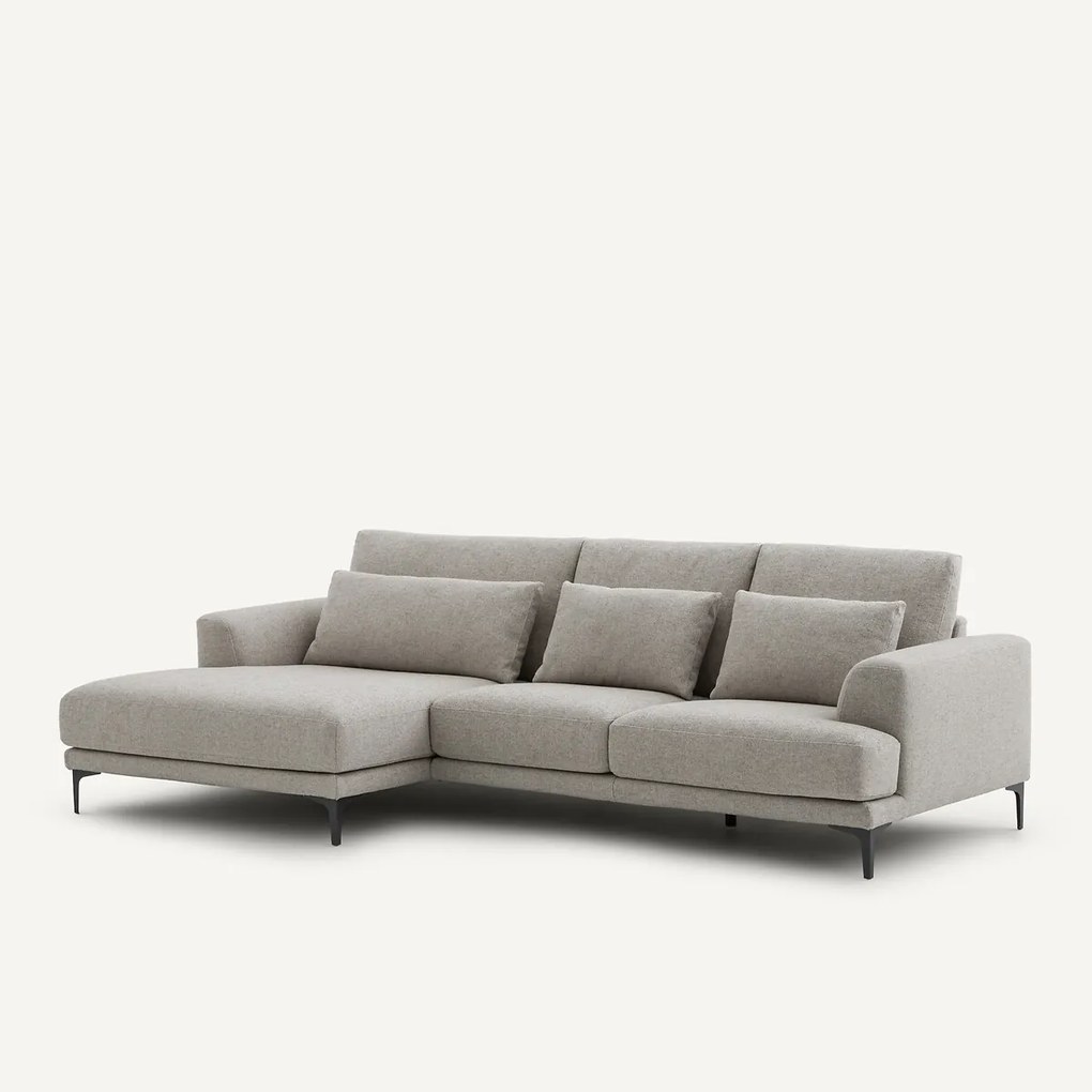 XL longchair links van viscose met structuur en linnen, MARSILE