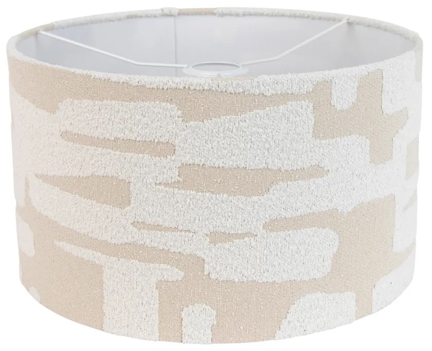 Stoffen lampenkap wit met beige gestreept 35/35/20 Modern cilinder / rond rond