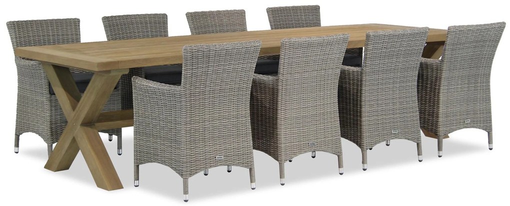 Tuinset 8 personen 300 cm Wicker Grijs Garden Collections Dublin/Oregon