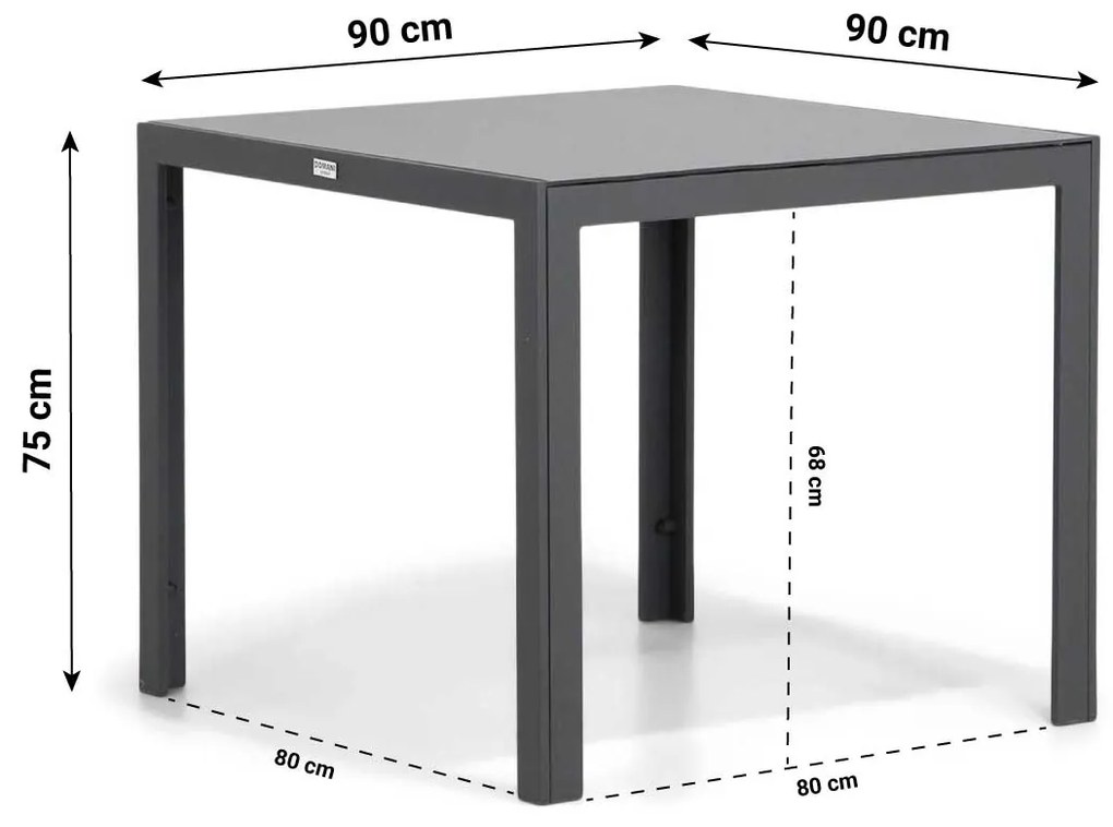 Tuinset 4 personen 90 cm Aluminium/textileen Grijs Presto Ricadi/Mondello