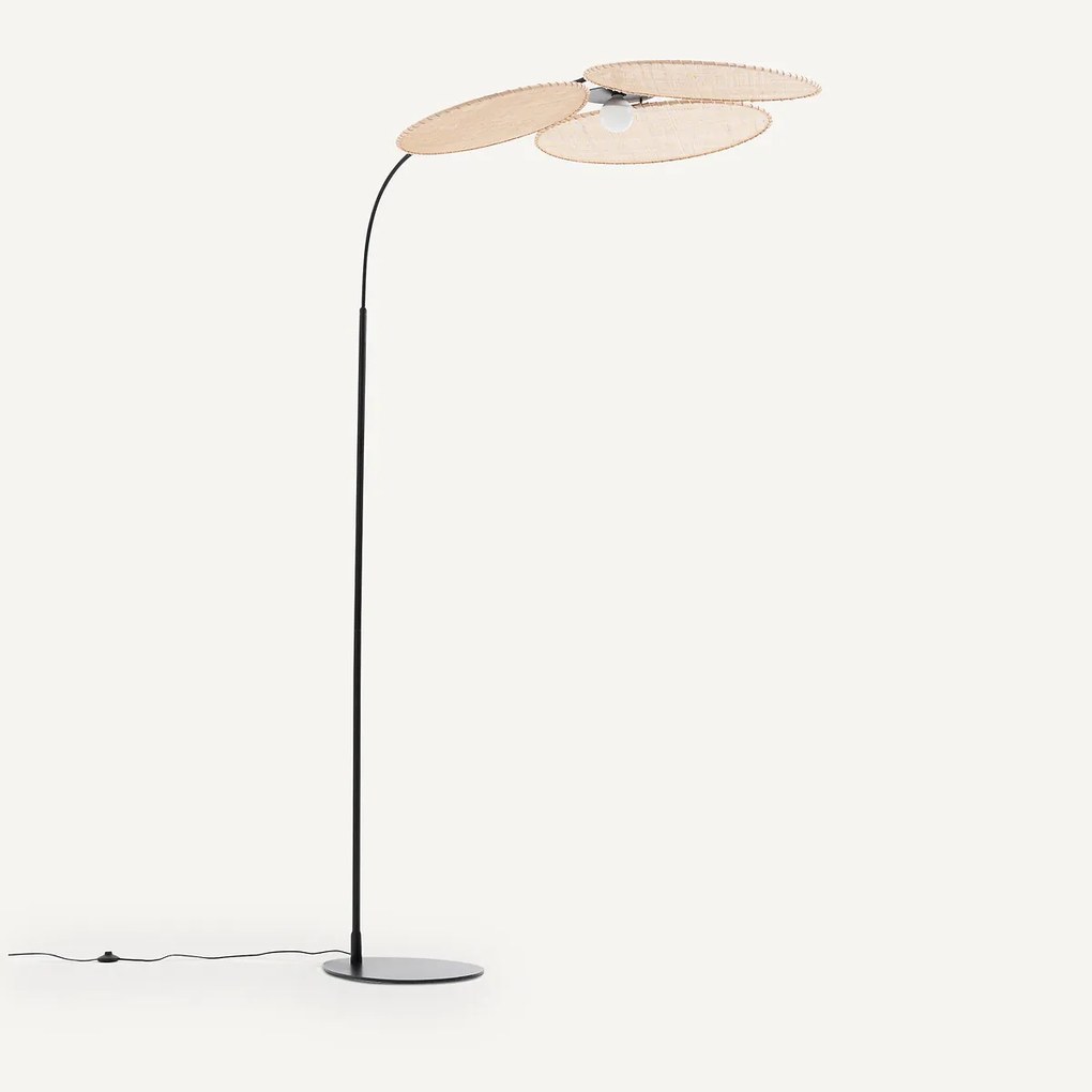 Rotan boogvormige vloerlamp, CANOPÉE, ontwerp Emmanuel Gallina