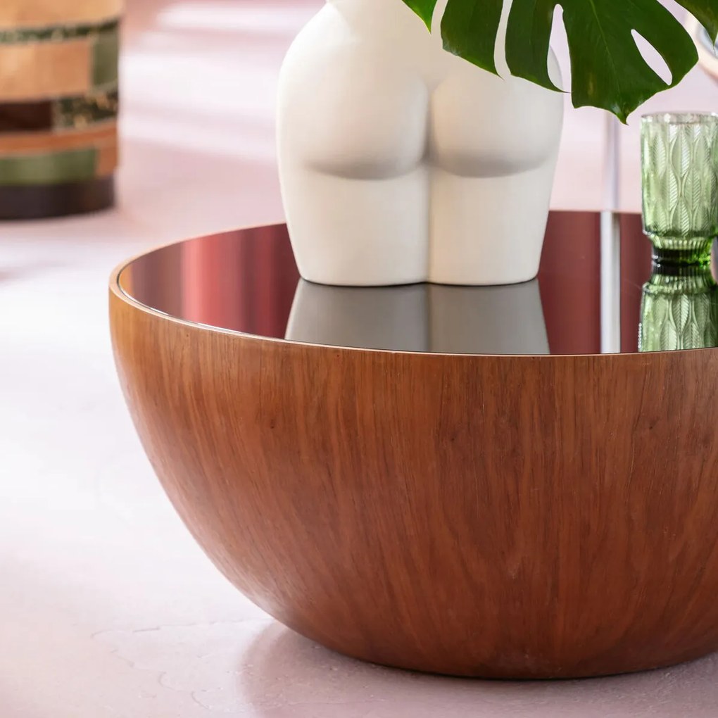 Kare Design Tear Drops Walnut Ronde Bol Salontafel Walnoot - 80 X 80cm.