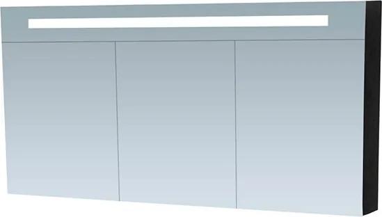 Spiegelkast Delia 140x70x15cm MDF Black Wood LED Verlichting Lichtschakelaar Stopcontact Binnen en Buiten Spiegel