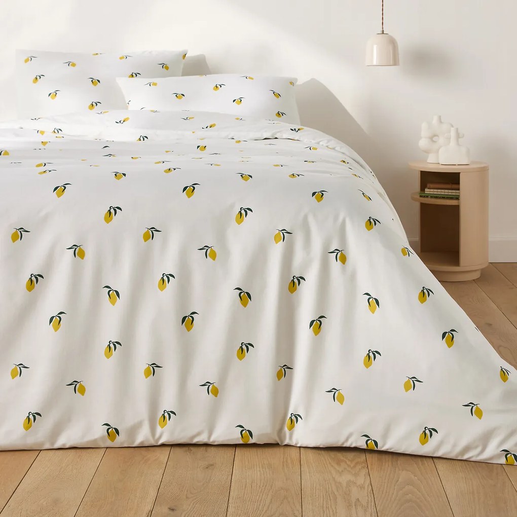 Bedset 50% gerecycled katoen, rechthoekige kussensloop, Citron