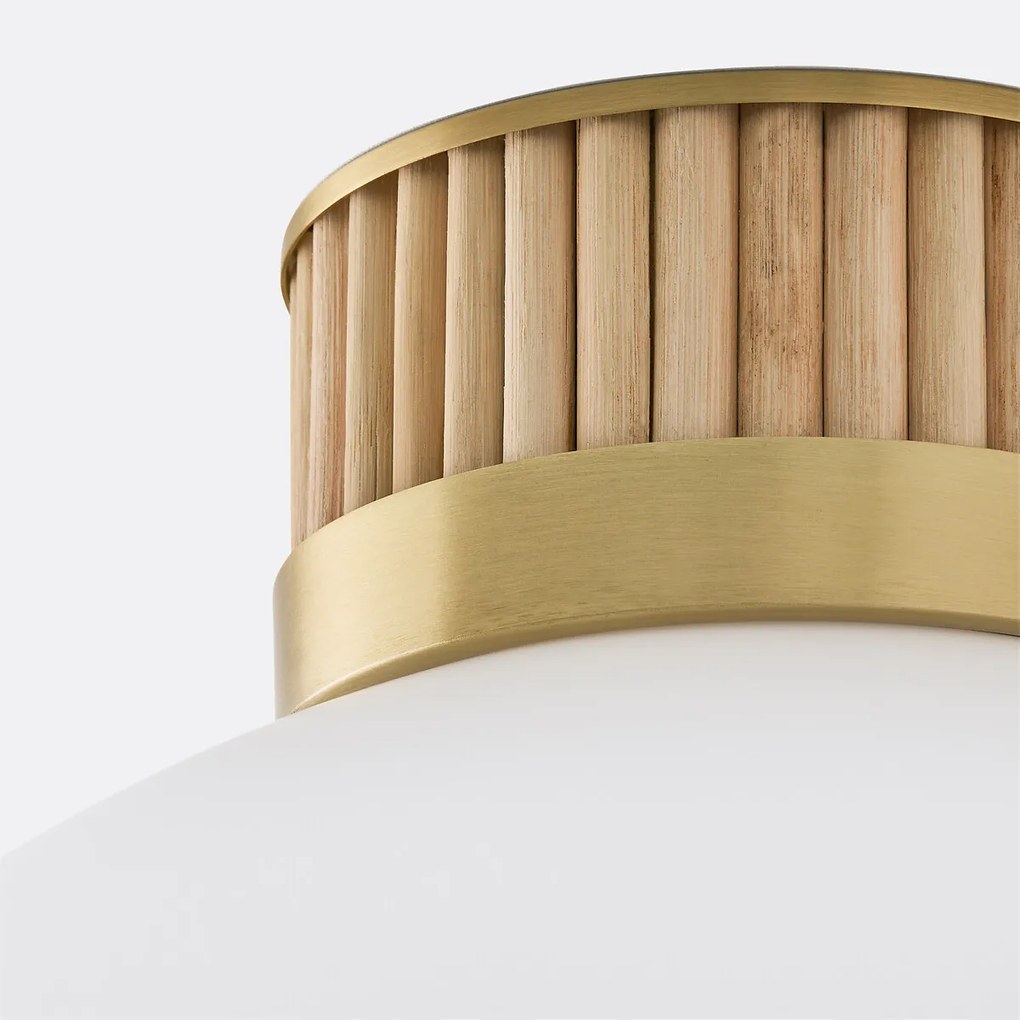 Plafondlamp in messing, bamboe en opaline glas, Dolce