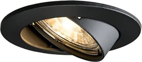 Ronde inbouwspot zwart kantelbaar met opvulring - Edu