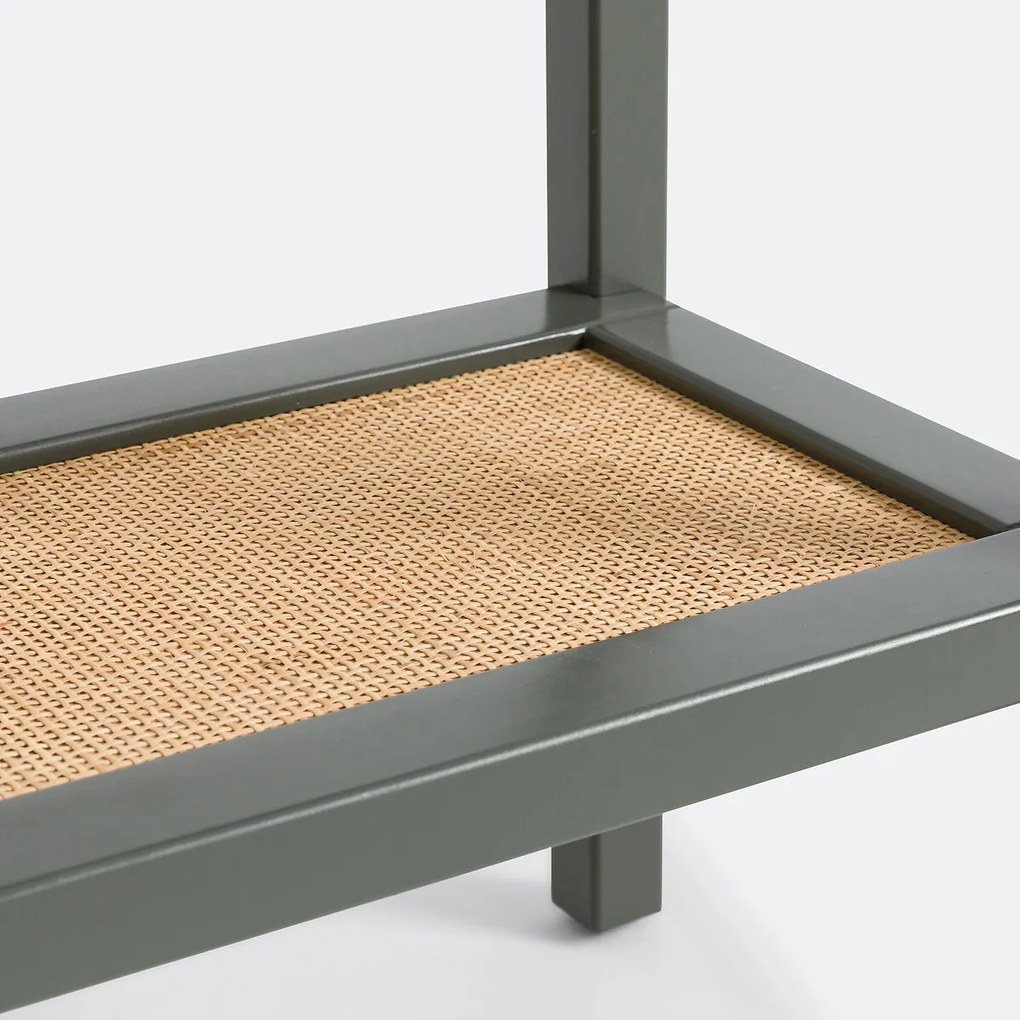 Consoletafel met dubbel blad, massief grenen en riet, lengte 102 cm, GABIN