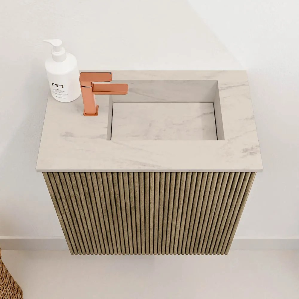 Mondiaz Joya DLux 40cm toiletmeubel dusk met wastafel faye rechts 1 kraangat opalo