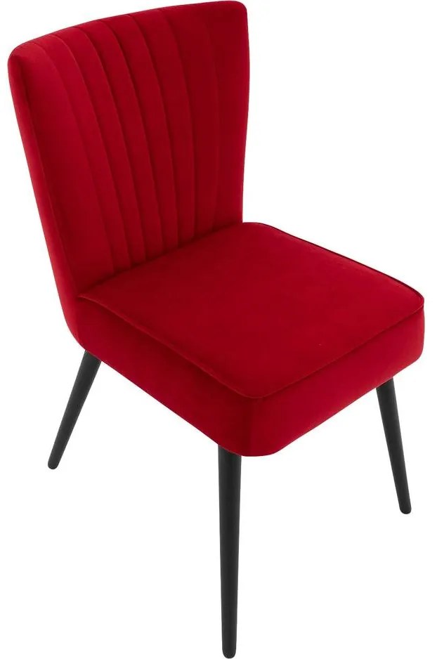 Goossens Eetkamerstoel Rob rood velvet stof leuning, urban industrieel