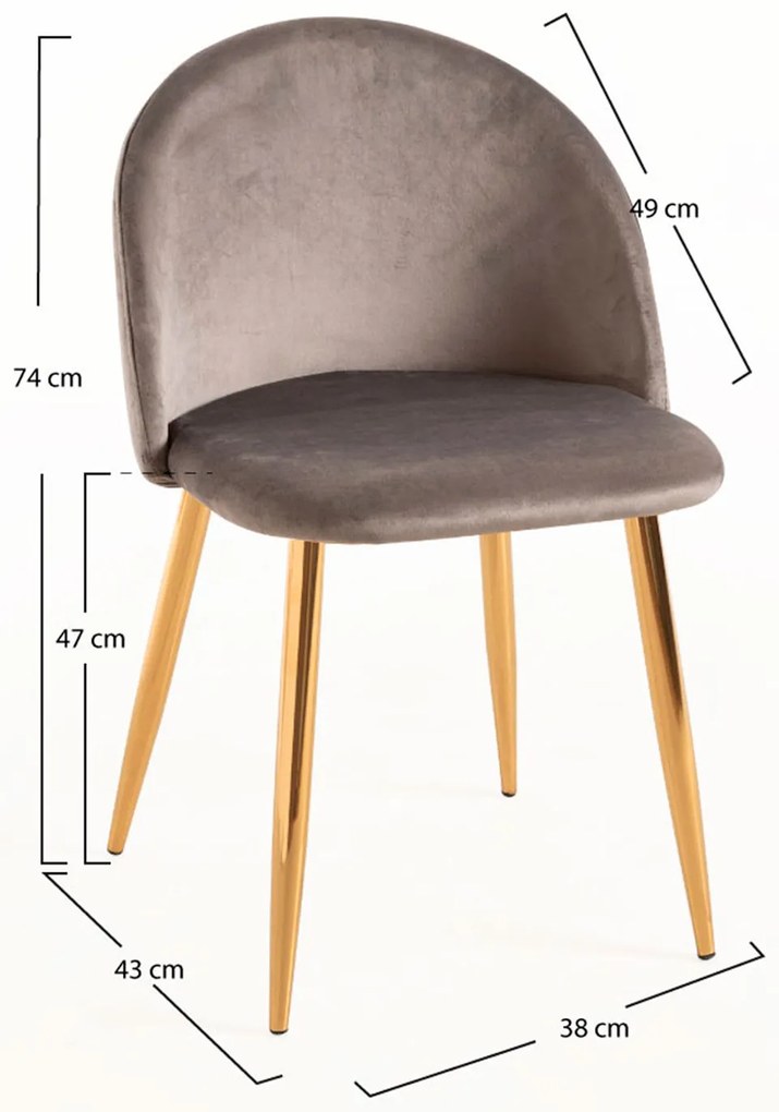 Set van 4 Vint Fluwelen Gouden Stoelen