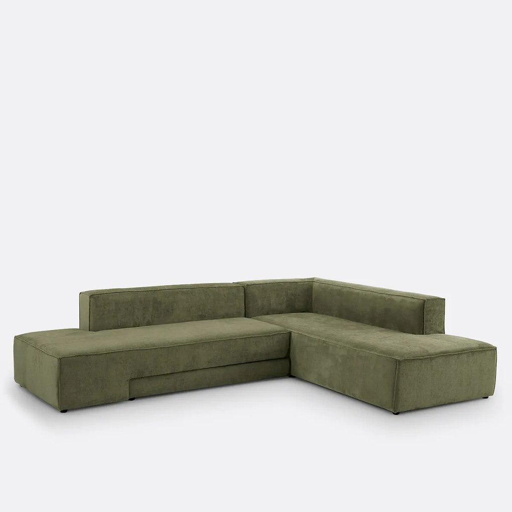 Hoekbank links of rechts, omvormbaar, fluweel met structuur, Ginosa