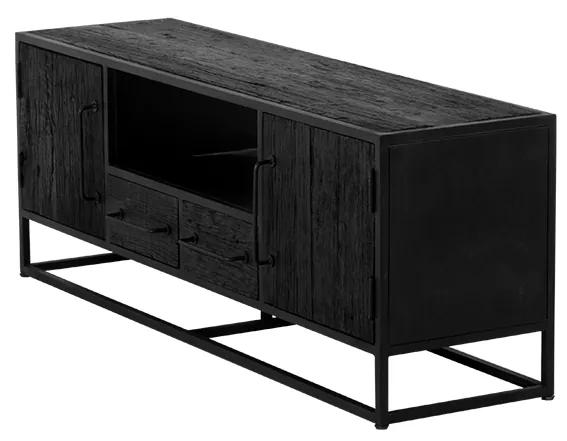 Tv-Meubel Pure Black 130cm  - Hout - Mango hout - Metaal - Giga Meubel - Industrieel & robuust