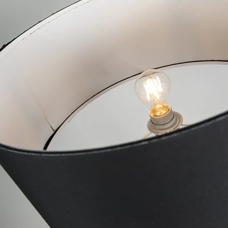 Moderne vloerlamp messing met zwarte kap - Ilse