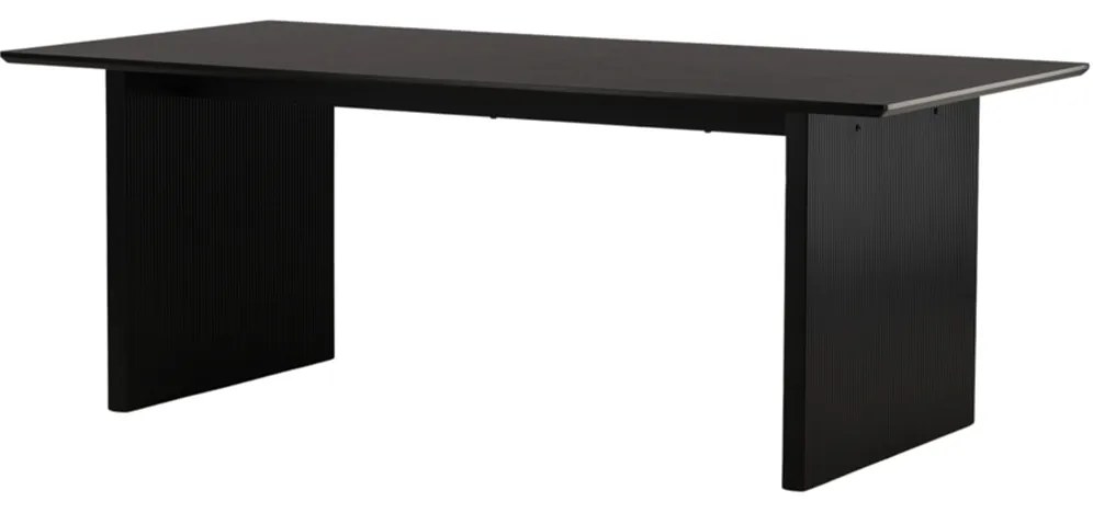 Eettafel Met Geribbelde Poten Zwart - 100 X 200cm.