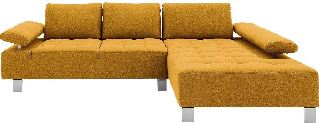 Goossens Bank Alvin geel, stof, 2,5-zits, modern design met chaise longue rechts